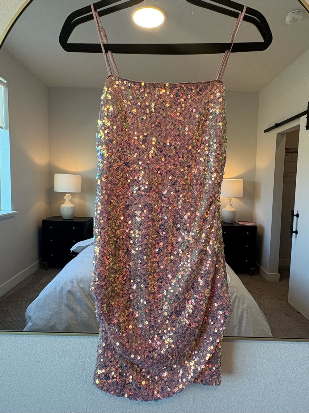 Forever 21 Pink Rose Gold Sequin Mini Dress